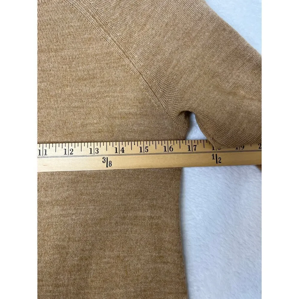 J. Crew Merino Wool/Acrylic Camel Long Sleeve Warm Winter sz S Preppy Old Money